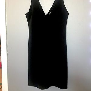 Black plunging fitted dress